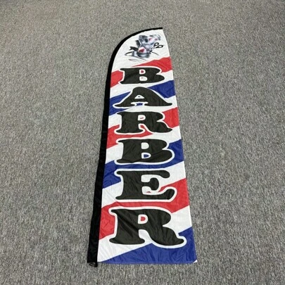 BARBER SHOP Advertising Feather Banner 100% Durable Knitted Polyester Fabric 65x240cm Swooper Flag Include Flagpole