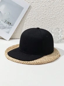 1pc Unisex Flat Bill Snapback Hat, Cool Hip Hop Style, Adjustable Solid Color Casual Polyester Sports Cap, Suitable For Outdoor, Beach, Spring/Summer/Autumn/Winter