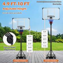 Homasis Portable Basketball Hoop System 4.9-10 FT Adjustable W/ Weight Bag Wheels Outdoor - Black - View 5