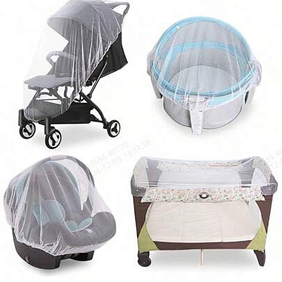 Zanzariera universale per passeggino del bambino, con copertura a 360°; rete parasole anti-insetti spessa per passeggino; grande copertura protettiva portatile contro gli insetti