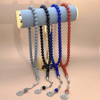 45 件阿拉伯风格亚克力念珠男士手链，适合各种节日和场合
