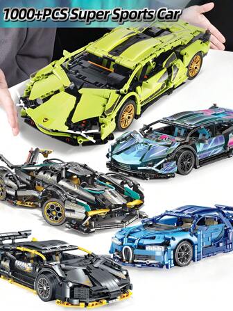 1000+ Pcs Racing Car Building Blocks Toy, Made Of ABS, 1:14 Scale Adult Gift Construction Blocks Car Model, Hobby Collectible Decor Toy Vehicle Bricks,Building Model,Building Blocks Adults,Voiture Collection