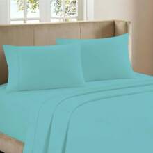 Luxurious Ultra Soft 4-Piece Bamboo Fiber Bed Sheet Set With Deep Pockets - Full Size - Sky Blue - View 1