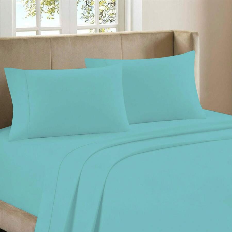 Luxurious Ultra Soft 4-Piece Bamboo Fiber Bed Sheet Set With Deep Pockets - Full Size - Sky Blue - View 1