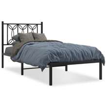 Stylish Black Bed Frame With Headboard 80x200cm No Mattress Included - Black - View 2