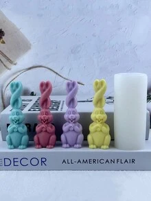 1pc Long Ear Rabbit Aromatherapy Candle Silicone Mold, DIY Easter Bunny Plaster Decoration Silicone Mold