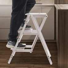 TFCFL 220.46 Lbs Step Stool, 3 Step Ladder, Folding Step Stool - White - View 1