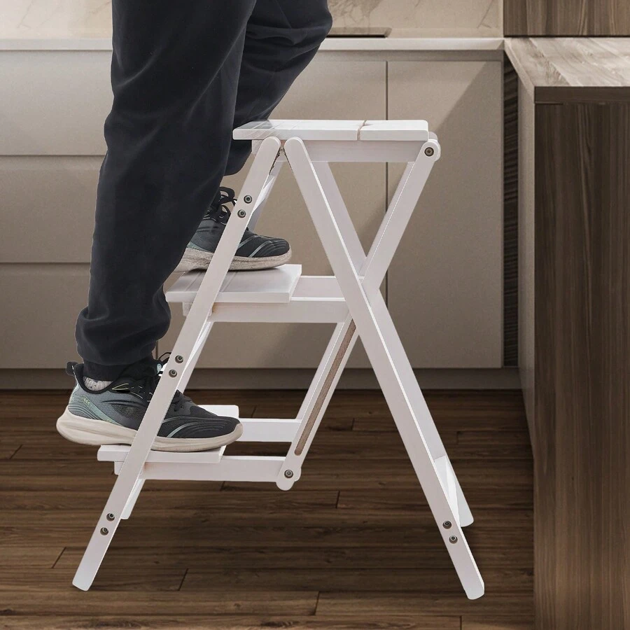 TFCFL 220.46 Lbs Step Stool, 3 Step Ladder, Folding Step Stool - White - View 1