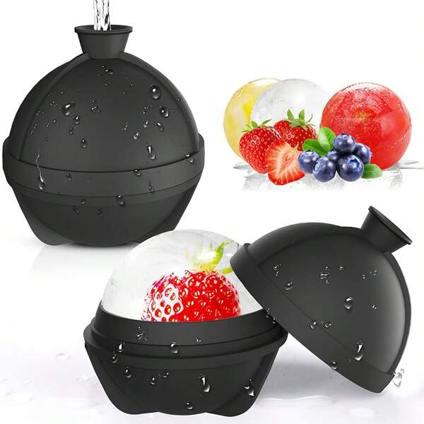 1/2 peças 2,4 polegadas/6 cm bola redonda grande molde de silicone para cubo de gelo, molde de bola de gelo de silicone, disco, sem bisfenol A,
