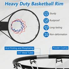 Homasis 15'' Basketball Rim Wall Door Mounted Basketball Hoop W/ All Weather Net Black