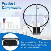 Homasis 15'' Basketball Rim Wall Door Mounted Basketball Hoop W/ All Weather Net Black