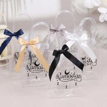 5 sztuk Eid Mubarak torba prezentowa Ramadan Kareem woreczek z tworzywa sztucznego woreczek na ciasteczka i cukierki muzułmańskie islamskie artykuły dekoracyjne na imprezę Ramadan