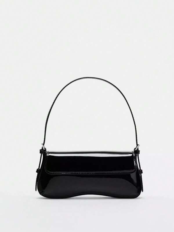 Women's Shoulder Bag, Minimalist Small Handbag, Black Color, Baguette Style, Simple Crossbody Bag, Dark Brown Color Underarm Bag, Tote Bag