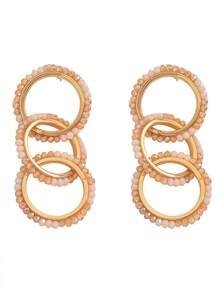 1 Cặp bông tai đồng khảm pha lê hình tròn hình học thời trang dành cho phụ nữ, quà tặng lý tưởng cho bạn bè, chị em gái, phụ kiện trang phục hàng ngày - Nhiều màu - Xem 5