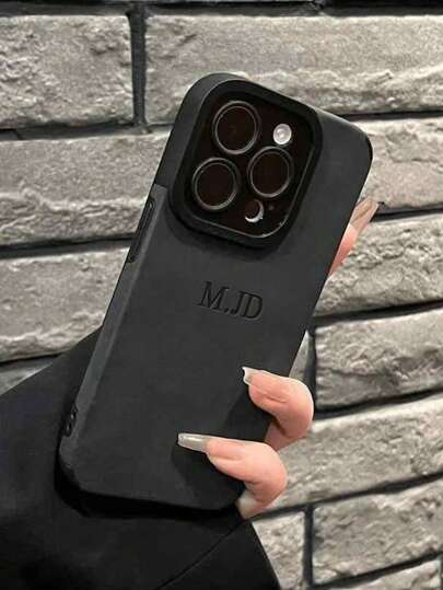 Customized Personalized Name Phone Case Compatible With Iphone 11 12 13 14 15 16 17 Pro Max Plus 17 Air Luxury Korea Soft PU Leather 3D DIY Engraved Letters Initials Name Camera Shockproof Case Festival Gifts For Lover Friends Family Yourself