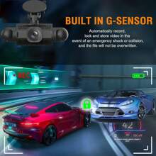1 pièce Caméra de tableau de bord 4 canaux avant + arrière + gauche + droite avec carte mémoire 64 Go, caméra pivotante à 360°, caméra de recul, caméra de tableau de bord, enregistrement en boucle, version de nuit, capteur de gravité, écran 3 pouces - X8 avec carte 64G - Voir 7