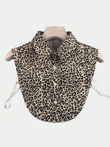 1pc Women Fashion Detachable Leopard Print Collar, Brown Tone