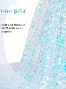 1pc Light Blue Mermaid Sequin Table Runner, Polyester Rectangular Shiny Tablecloth, Birthday Wedding Party Decor, Baby Shower Decor, Home Decor, Mermaid Theme Party Decor, Birthday Party Supplies, Underwater Theme Birthday Party, Dining Table Decor - Blue - View 8