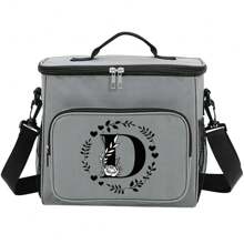 1pc Lunch Bag Multi-Pocket Insulated Lunch Box School Lunch Box With Adjustable Shoulder Strap Waterproof Thermal Boxes 26 Letter A To Z Pattern Container Insulated Lunch Bags For Office, Work, School - Grey - View 23