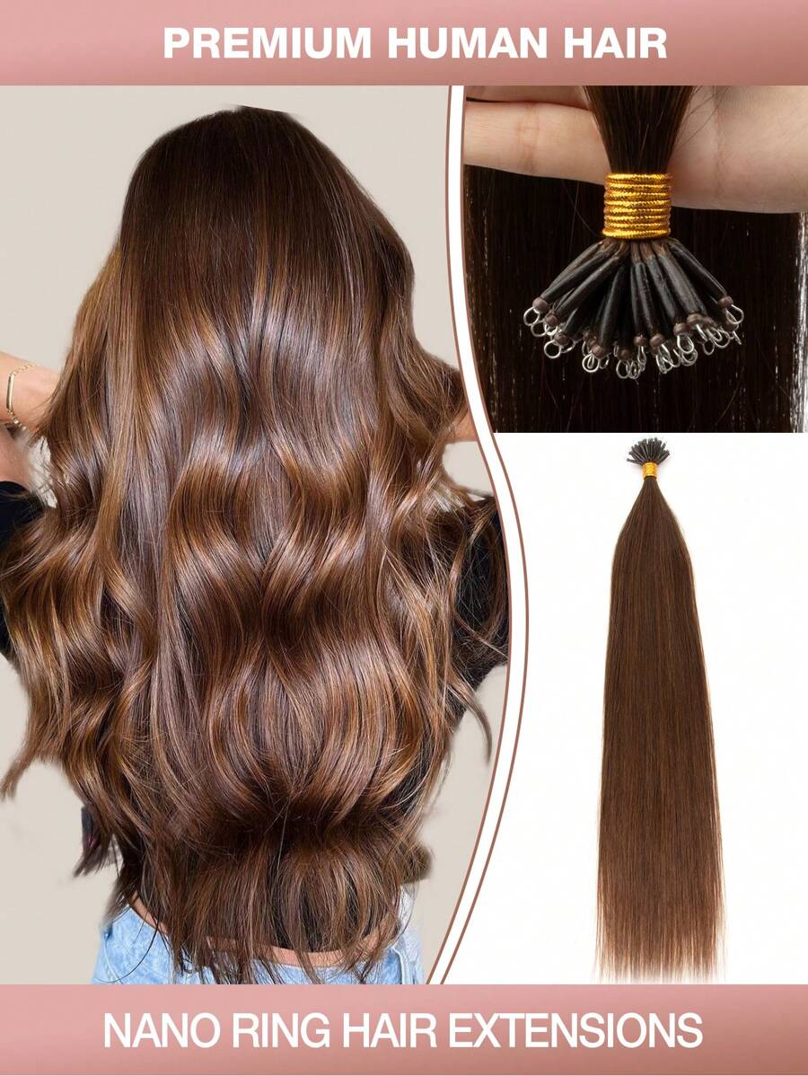 50 股纳米环珠真人发接发 12-22 英寸直雷米真人发微纳米环珠假发纳米尖头接发 - S4 - 查看 1