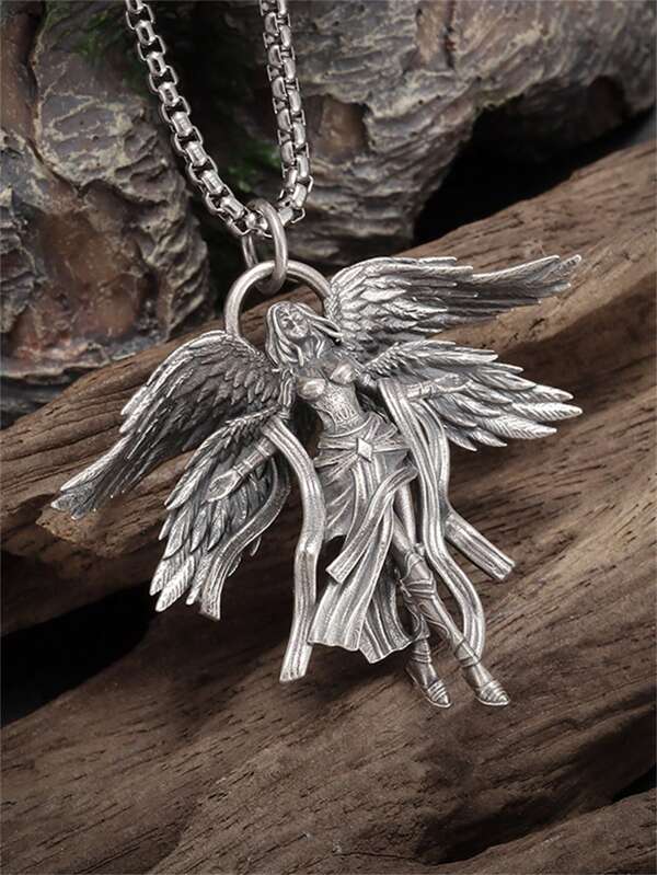 1pc New Classic Four-Winged Angel Pendant Angel Goddess Necklace Fashion Jewelry Birthday Gift For Men And Women