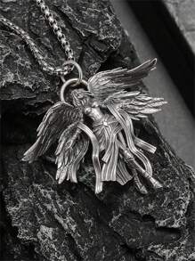 1pc New Classic Four-Winged Angel Pendant Angel Goddess Necklace Fashion Jewelry Birthday Gift For Men And Women - Four Winged Goddess Necklace - View 4