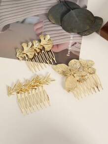 3 piezas Elegantes Pasadores de Cabello Casuales de Aleación de Zinc con Mariposas y Ramas Brillantes, Accesorios para el Cabello, Diademas de Boda, Regalos para Ella, Peines Laterales, Peines para el Cabello, Artículos Escolares