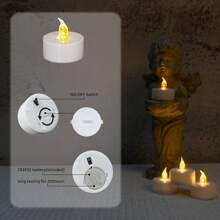 6/8/12pcs Battery Powered Sparkling White/Black Tealight Candles, Yellow Warm LED Lights, Suitable For Holidays, Family Gatherings, Birthdays, Weddings, Blessings