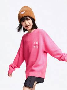 Annil Suéteres de punto para niños y niñas en ropa infantil, elásticos, holgados, de moda, de dos tonos, cálidos para el invierno.