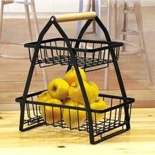 1 件装可折叠双层铁制厨房储物篮，适用于蔬菜和水果