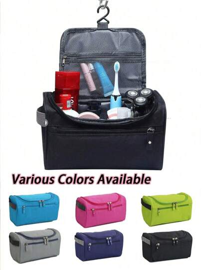 1 pezzo Borsa da viaggio appendi-borsa, realizzata in tessuto di nylon impermeabile di alta qualità con cerniera premium, ganci integrati, compatta e leggera, adatta come borsetta per make-up, trousse da barba per uomo, organizer cosmetici per donna, borsa da doccia, organizer per il bagno, borsa rasoi, confezione pratica, borsa da viaggio, kit per l'igiene, ecc.