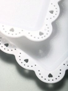 1/2/4/6pcs Plastic Rectangular & Heart Shaped Hollow Display Tray, Suitable For Cupcakes, Donuts, Macarons, Party, Birthday, Wedding, Afternoon Tea