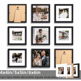 1pc/3pcs Set Square Minimalist Design Photo Frames, 4x4in, 5x5in, 6x6in, 8x8in, With Random Cardboard Inserts, Ideal As Gifts For Valentine's Day Or Holidays