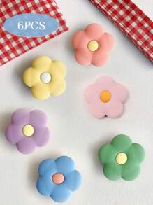 6PCS/Set Cat Claw/Flower Pattern Mobile Phone Holder, Push And Pull Holder Folding Slouchy Mobile Phone Accessories, Gifts For Girls