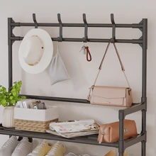 Zapateras y Perchero Multifuncional con 7 Niveles , Perchero con Zapatero Árbol para Pasillo con Banco para Zapatos Dormitorios Apartamento - Blanco - Ver 5