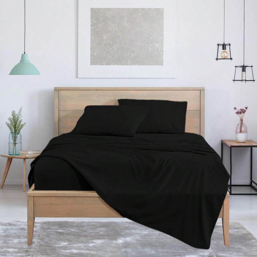Luxurious Super Soft 4-Piece Bamboo Sheet Sets - Multiple Colors & Sizes Available - Black - View 1