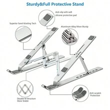 Laptop Stand Laptop Stand Riser Computer Stand Adjustable Aluminum Foldable Portable Laptop Stand For 10 -15.6 Inch Laptops And Tablets Silver - Laptop Stand - View 6