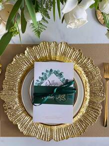 圣诞节12件套金色一次性塑料餐盘，奢华风格甜点、小吃托盘，适用于婚礼、酒店、派对装饰、家居、商业用途、生日、婚宴及户外活动，新年家居装饰礼品 - 彩色 - 查看 6