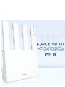 Roteador Huawei BE3 Wi-Fi 7 Dual Band 5G VPN Anatel Bom Alcance Melhor Roteador para Internet Rápida Alta Velocidade Branco Bivolt - Branco - Visão 3