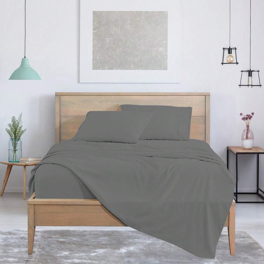 Luxurious Super Soft 4-Piece Bamboo Sheet Sets - Multiple Colors & Sizes Available - 淺灰色 - 查看 1