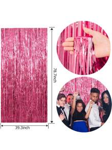 2 件/包铝箔窗帘背景银色金属丝箔流苏窗帘照片展位道具适用于生日婚礼订婚派对单身派对圣诞节节日庆祝派对装饰