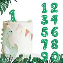 1pc/10pcs Dinosaur Birthday Candle 0-9 Green Number Cake Top For Dinosaur Theme Party Decoration