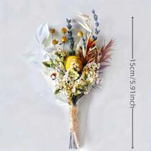 2/3/4/6/8/10/12 buc. Mini buchet de flori uscate, potrivit pentru decorarea centrului de birou pentru acasă, decorarea torturilor de petrecere, butoniere pentru domnișoare, decorațiuni vintage pentru nunta pentru bărbați în stil boho, cadou pentru mireasă
