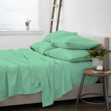 6-Piece Ultra Soft Cooling Bamboo Bed Sheet Set With Deep Pockets - 綠松石 - 查看 1