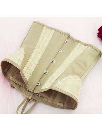 1pc Women's Waist Cincher With 16 Steel Bones For Slimming, Vintage Gothic Style Waist Trainer