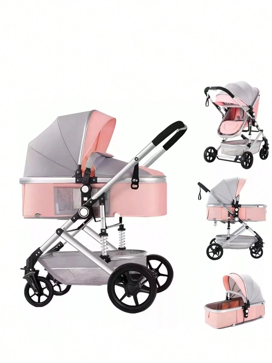 Baby Stroller With Baby Carrier, Baby Stroller With Cane - Pink - View 1