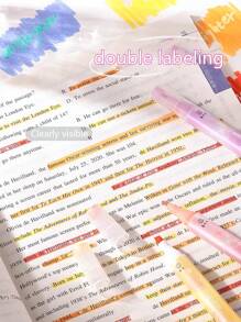 6 piezas Marcadores resaltadores de neón de doble punta, estilo INS lindo y de moda, marcadores de gran capacidad, bolígrafos para subrayado de colores en tonos pastel para tomar notas