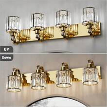 Modern Crystal Bathroom Vanity Lights – Gold Finish With K9 Crystal Lampshades  Elegant & High-Quality Design - 4light - View 6