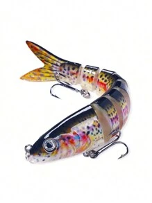 模拟鱼饵钓鱼诱饵鲈鱼鳟鱼水面多关节游泳饵慢沉仿生游泳诱饵鲈鱼淡水咸水鲈鱼逼真钓鱼诱饵套件 - 彩色 - 查看 14