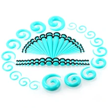 SWANJO 54pcs Acrylic Ear Gauges Expander Black Clear Purple 14G-00G Ear Taper Stretching Kits